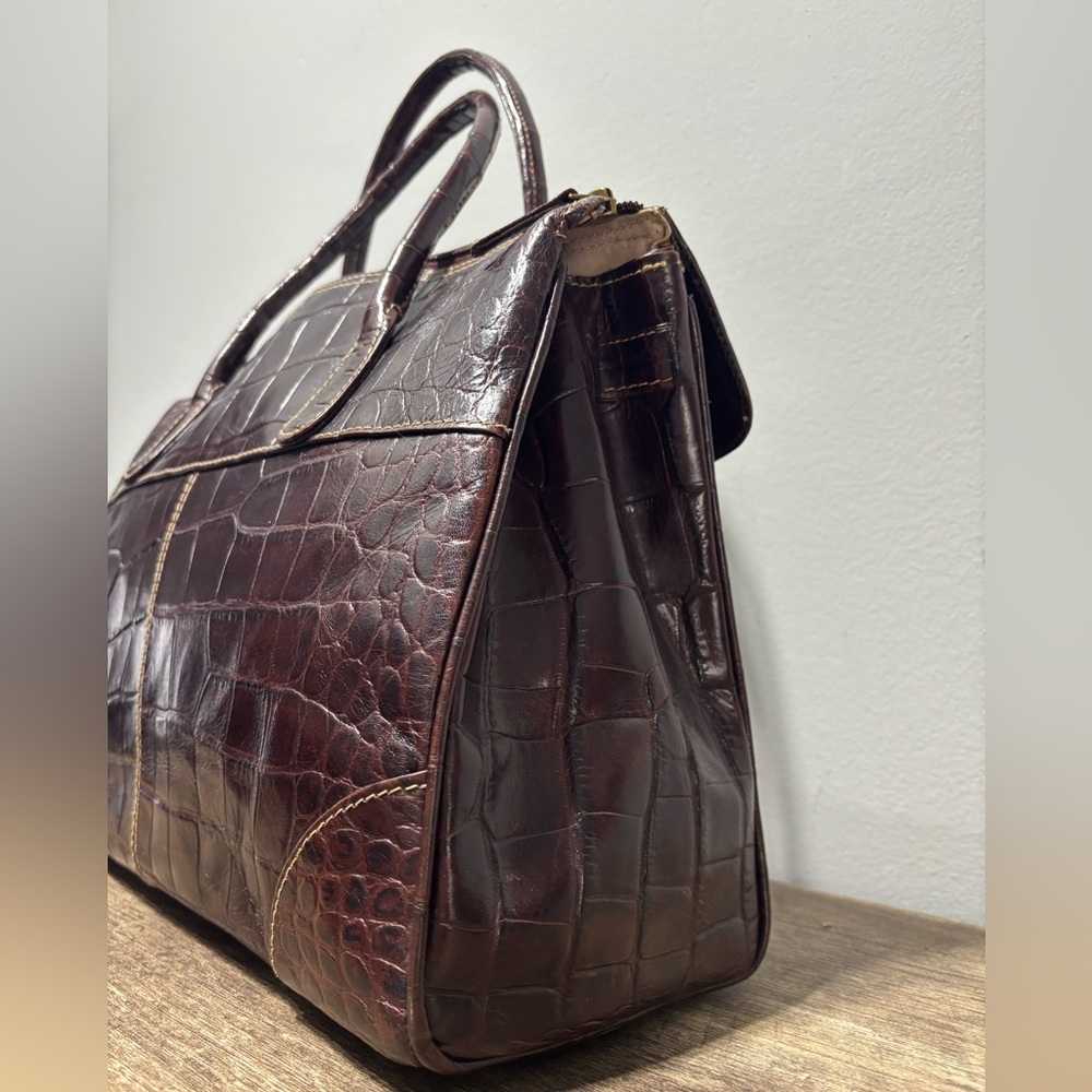 Michael Rome Croc Embossed Leather Satchel - Picture 5 of 11